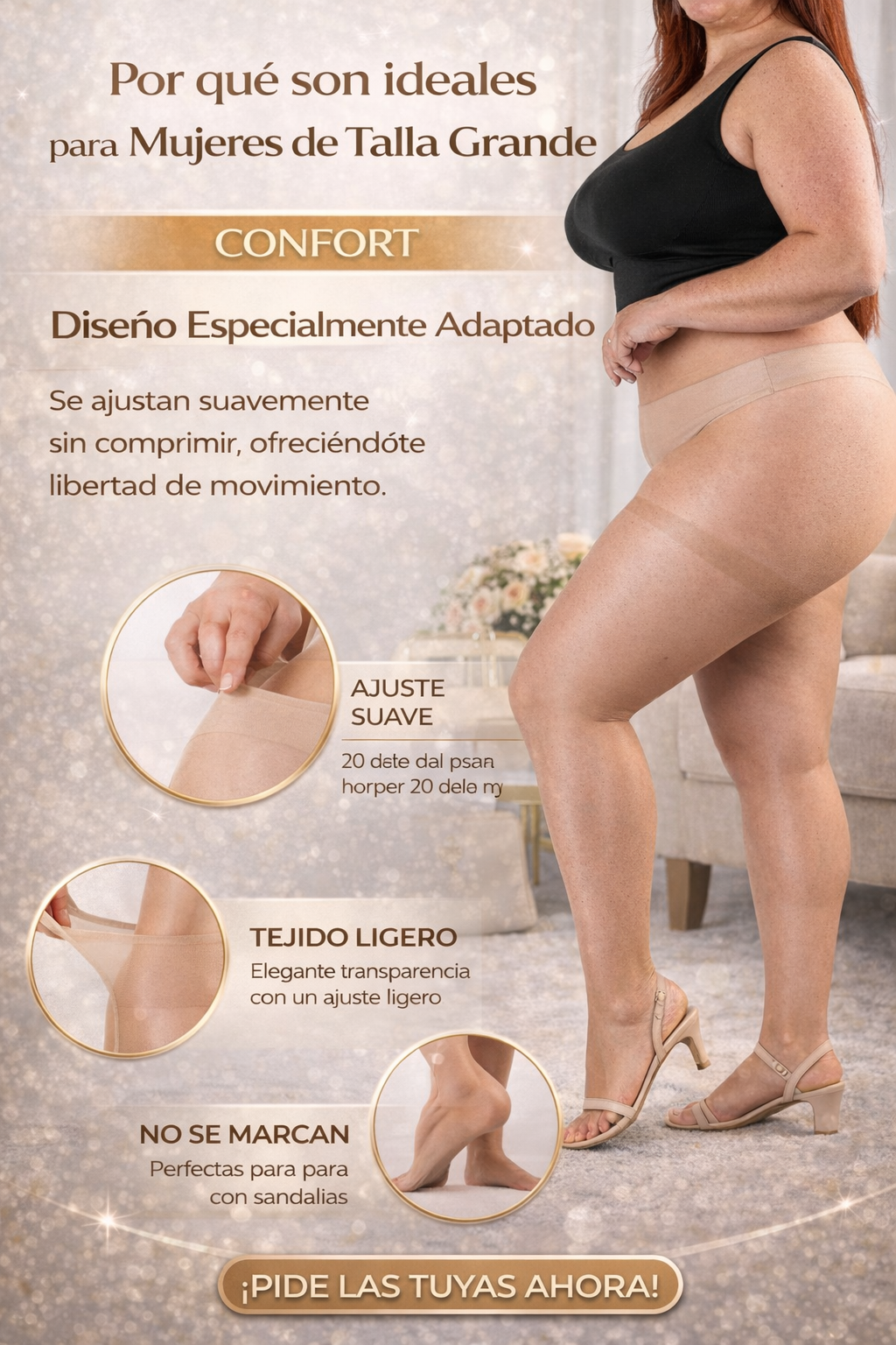 Panty XXL 20 Denier Elasticada + Ajuste Curvy + Transparencia Natural | INGESA - Imagen 6