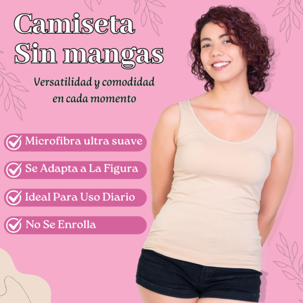 Polera Sin Manga Mujer Camiseta Tirante Ancho Microfibra - Imagen 2