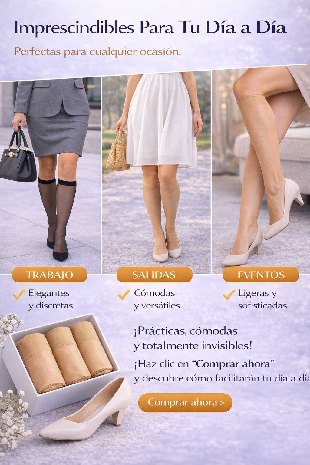 Medias para Pantalón Punta Invisible Mujer + Pack 3 Pares + Nylon Suave | INGESA - Imagen 4