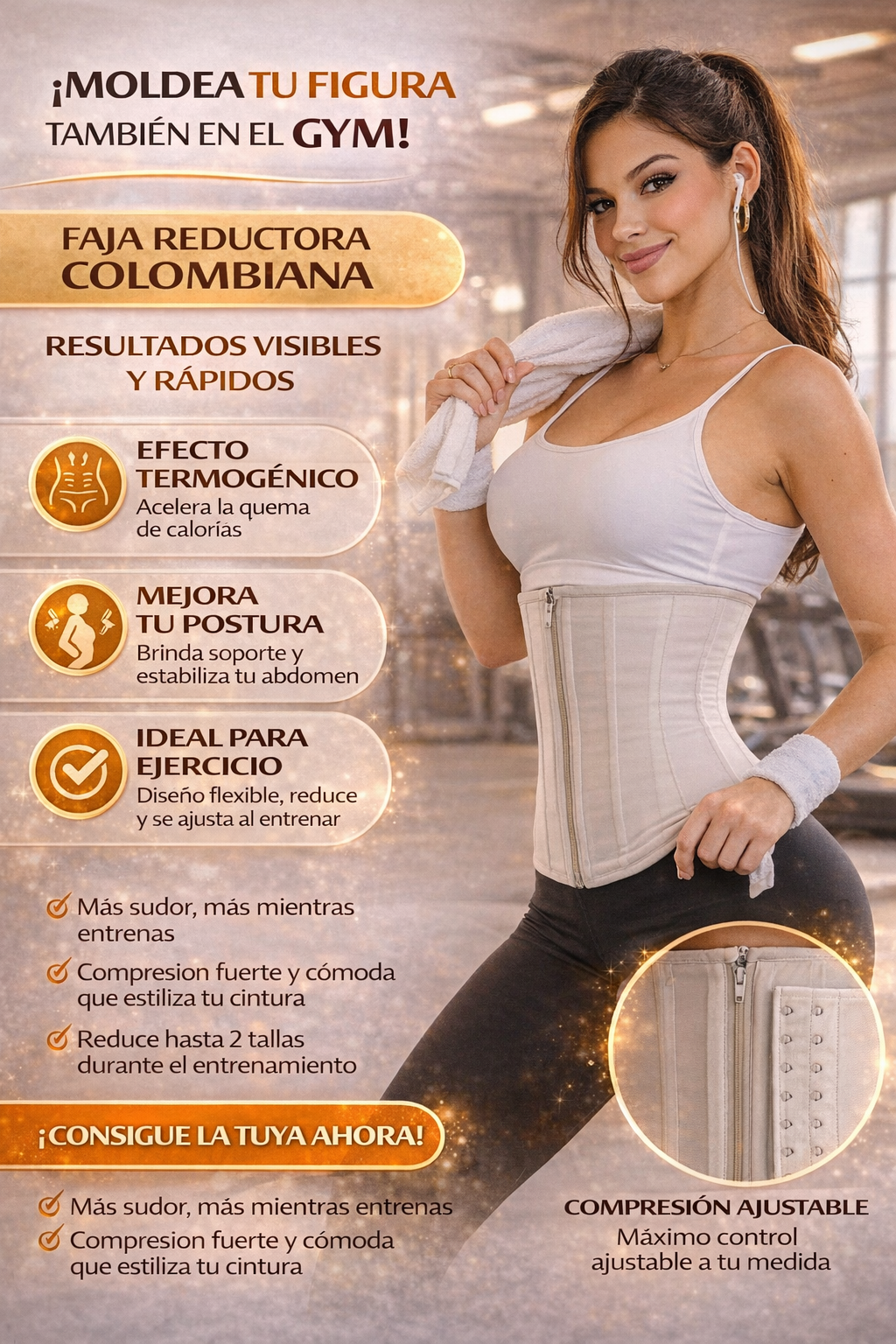Cinturilla Faja Reductora Colombiana 9 Varillas – Control Alto y Efecto Reloj de Arena | WONDERFULL - Imagen 4