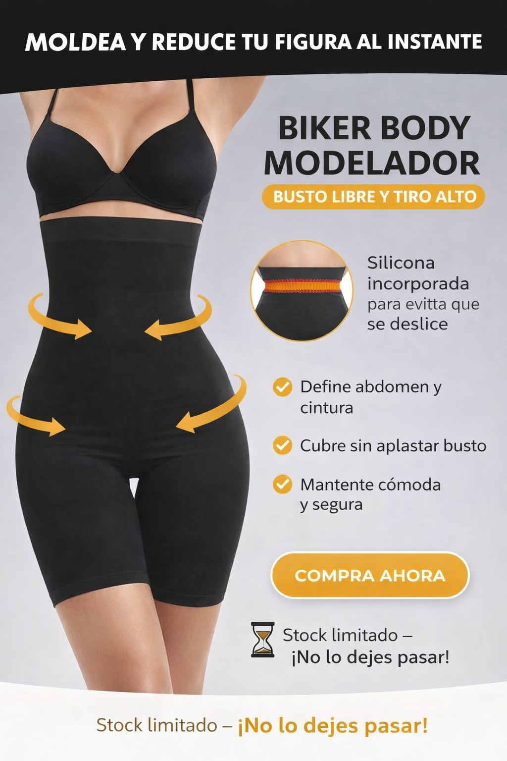 Body Bóxer Busto Libre Silicona Push Up Modelador Invisible | INGESA - Imagen 4