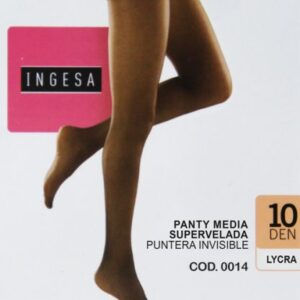 Panty 10 denier supervelada INGESA con punta invisible, ideal para sandalias y climas cálidos.