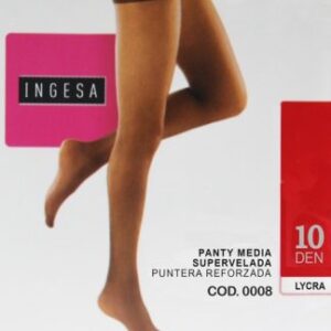 Panty 10 denier supervelada INGESA con punta reforzada y transparencia ultrafina para ropa elegante.