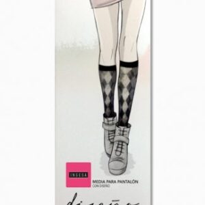 Media para pantalon negra con diseño de rombos INGESA, media con diseño para mujer