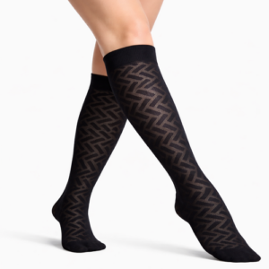 Medias para pantalon Ingesa 70 denier diseño lineal Maze negra Nylon Lycra resistentes