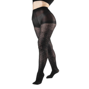 Panty negra 70 denier con diseño de leopardo de INGESA, panty opaca con animal print para mujer