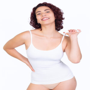 Polera reductora mujer pabilo Ingesa Slim-Pabilo control abdominal invisible beige blanco